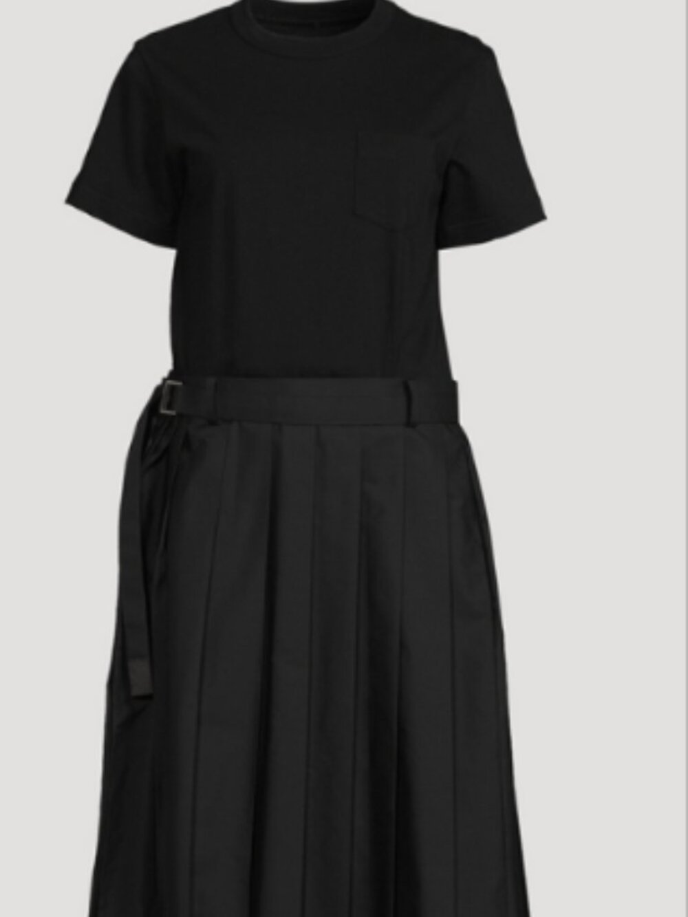 NWT Brand NEW NEVER WORNSACAI Mixed-Media Belted Midi Dress